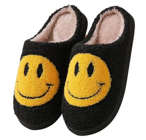 Black & Yellow Smiley Slippers