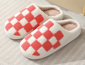 Pink Checkered Slippers