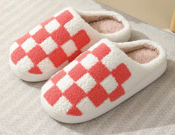 Pink Checkered Slippers