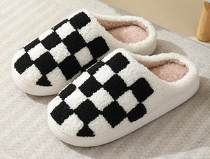 Black Checkered Slippers