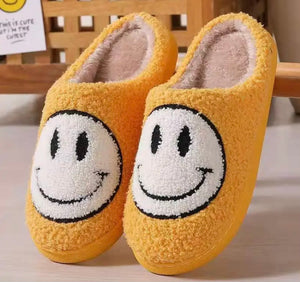 Yellow & White Smiley Slippers