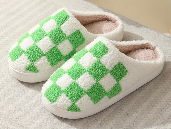 Green Checkered Slippers